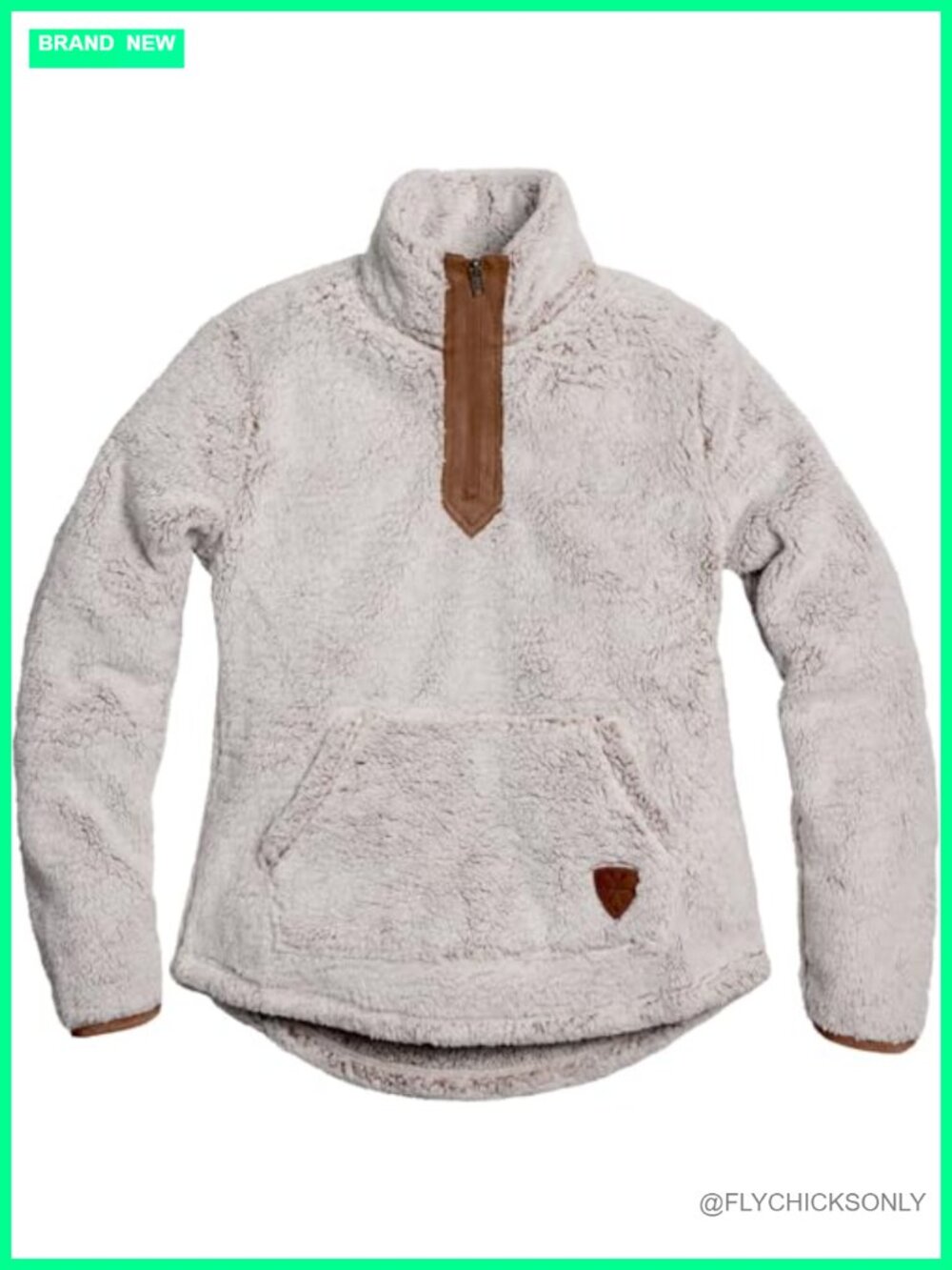 Fuzzy Fleece Quarter Zip Pullover Mock Neck Kangaroo Pocket Women's